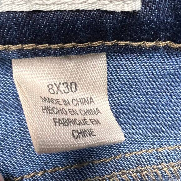 DKNY Jeans Size 8 / 30 Straight Leg Mid Rise Cropped Dark Wash Blue Denim - Picture 4 of 10